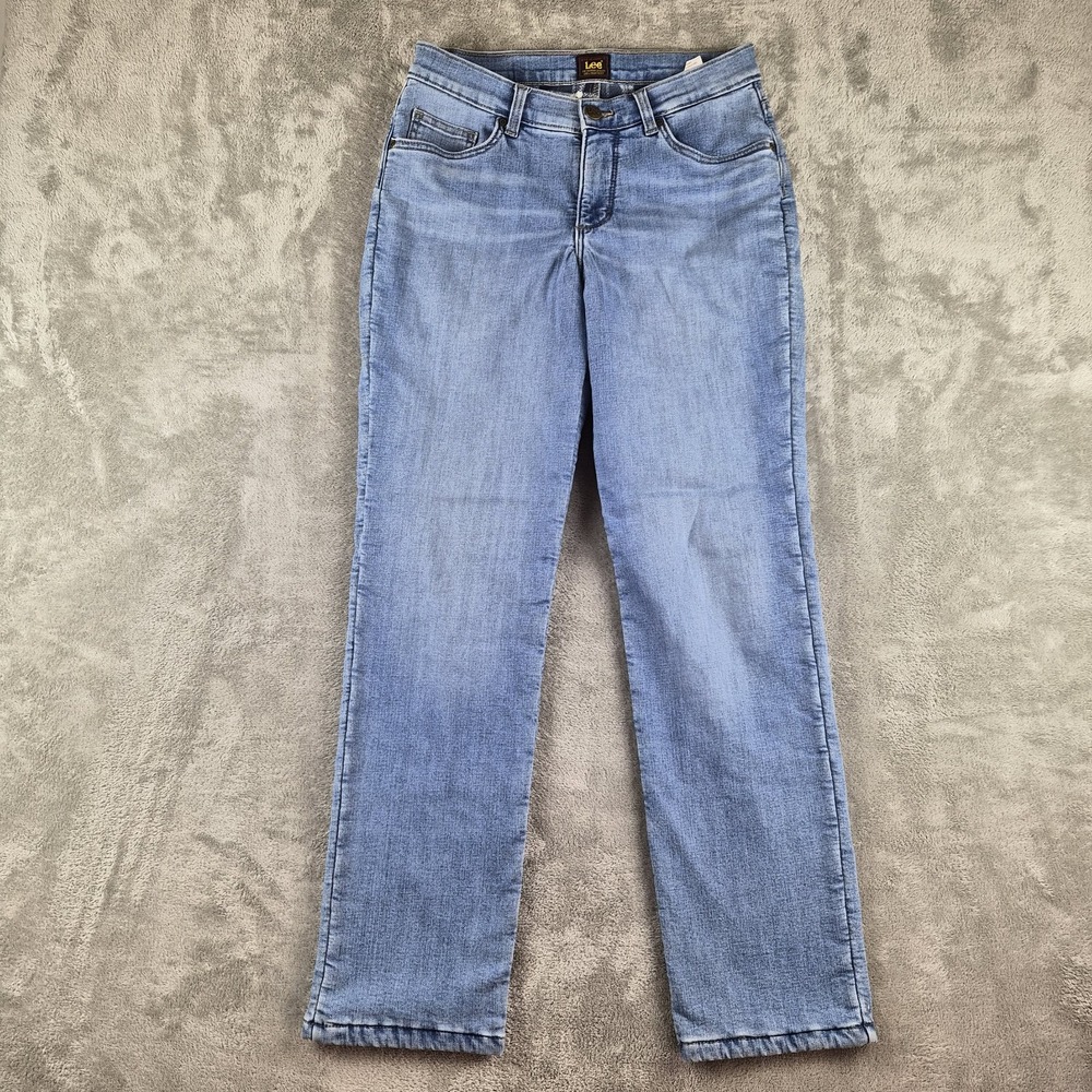 Lee Fleece Plaid Lined Jeans Womens 4M (fits 28x30) Blue Cold Weather Pants